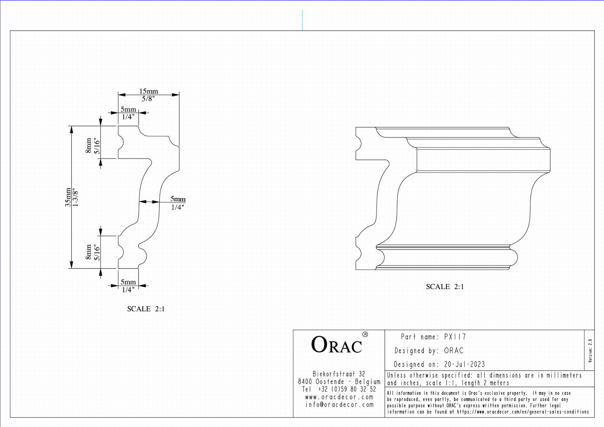 Listwa ścienna PX117 Orac Decor wys. 3,5cm