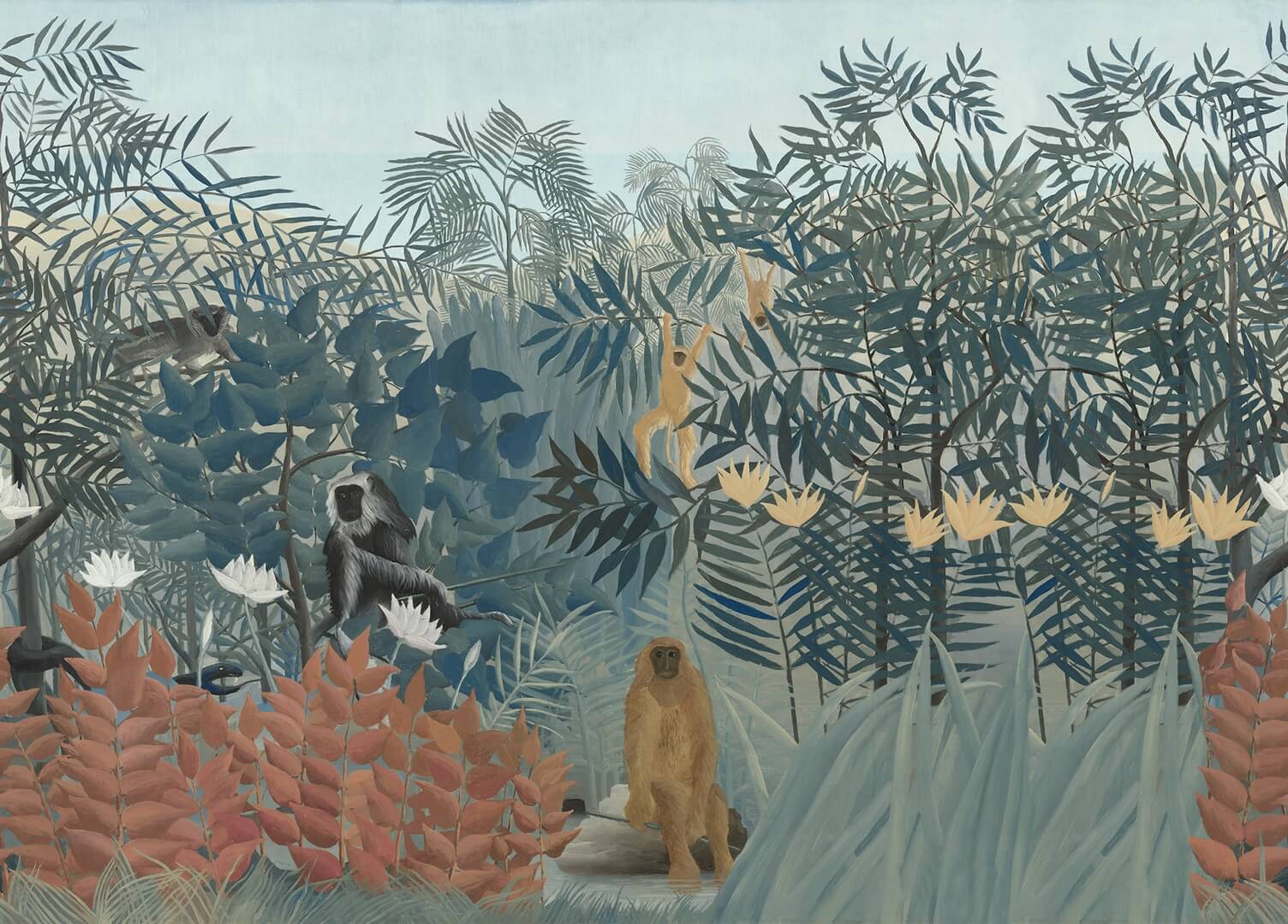 Fototapeta dżungla Rebel Walls R20574 Tropical Forest With Monkeys Blue First Rebels