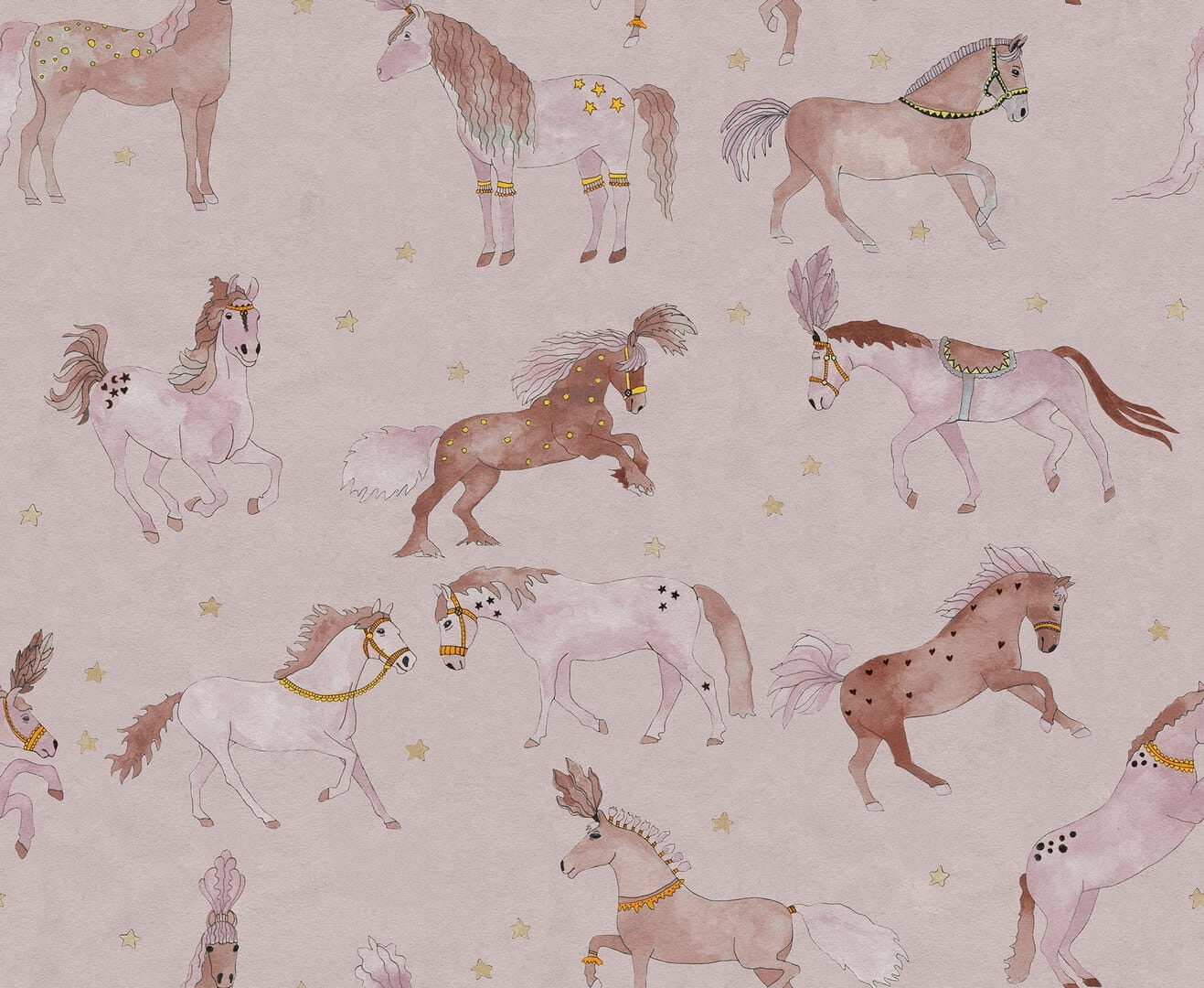 Fototapeta cyrkowe konie Rebel Walls R19981 Circus Horses Soft Pink Family Fun