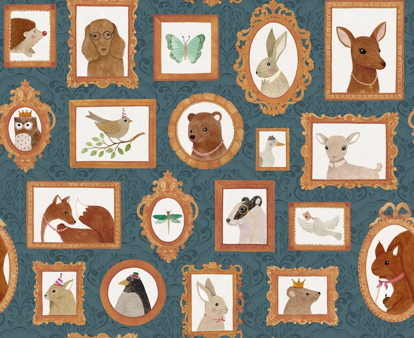 Fototapety zwierzęta w ramkach Rebel Walls R19985 Pet Frames Dark Blue Family Fun