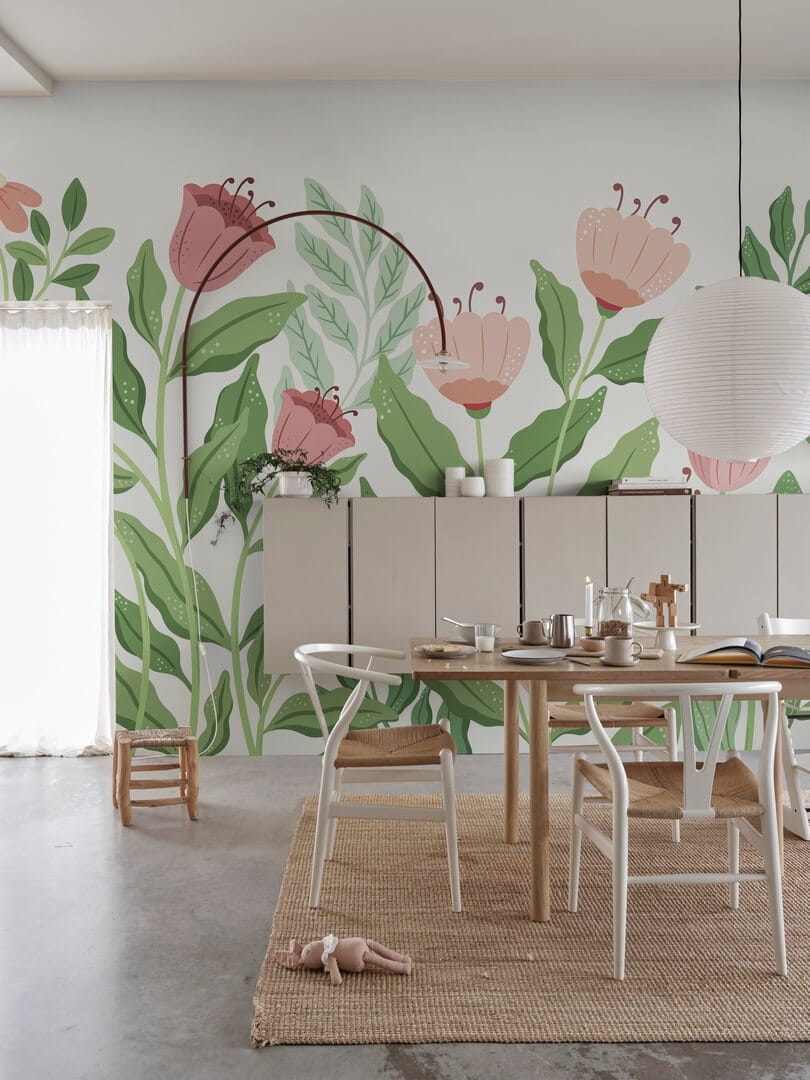 Fototapeta liście i kwiaty Rebel Walls R19995 Big Blossom Pink Family Fun