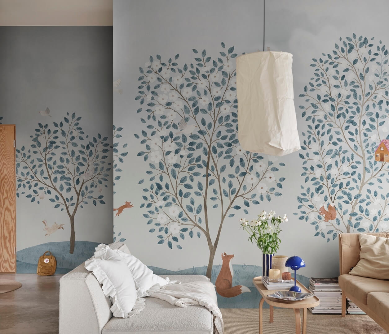 Fototapeta botaniczna Rebel Walls R20581 Happy Haven Light Blue Family Fun