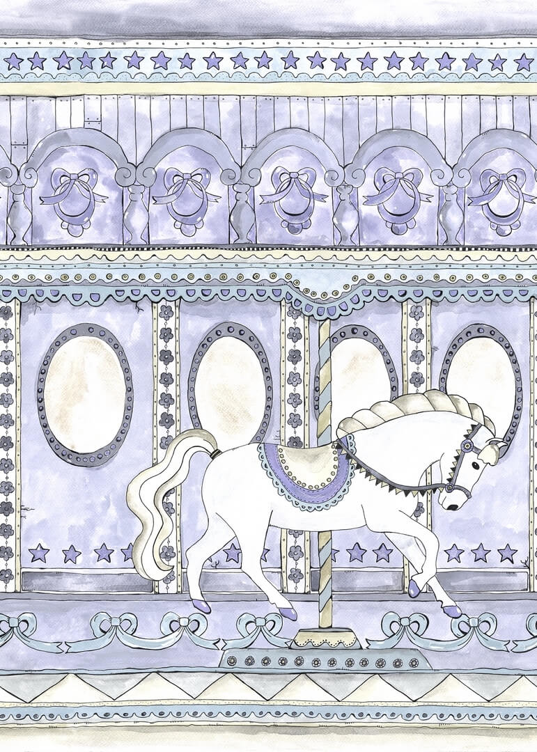 Fototapeta karuzela Rebel Walls R20592 Merry go Around Lilac Family Fun