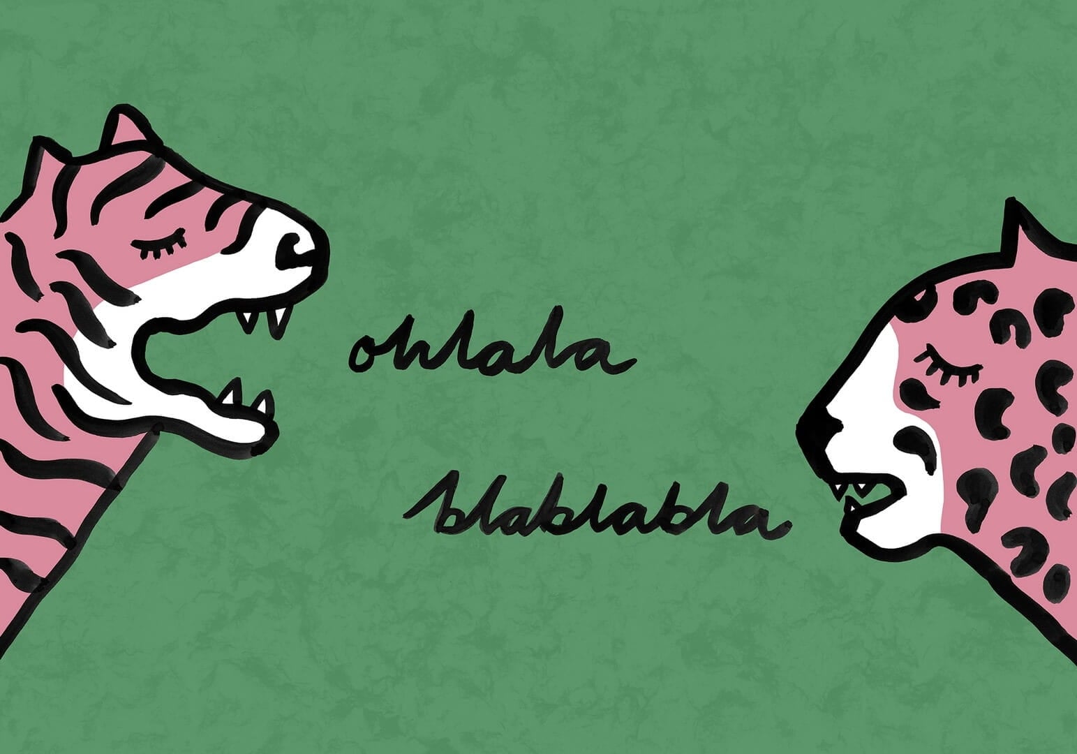 Fototapeta rozmawiające dzikie koty Rebel Walls R20621 Cat Talk Green Family Fun