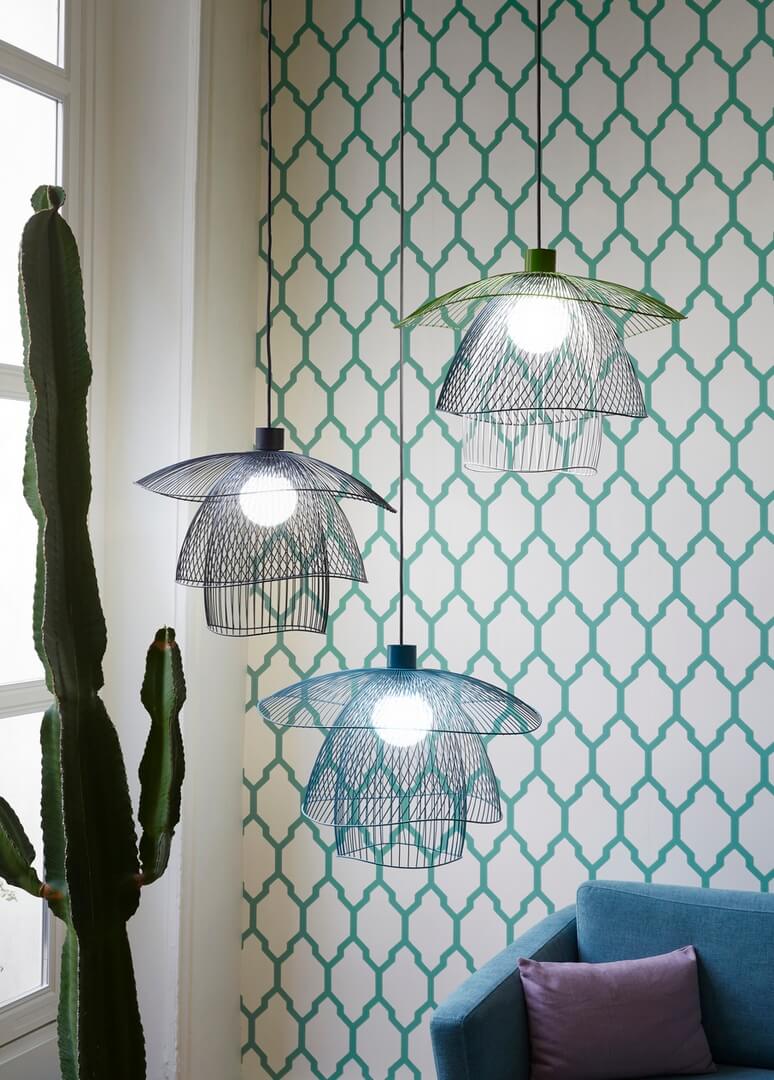 Lampa wisząca Forestier Papillon S Bleu Gris 20788