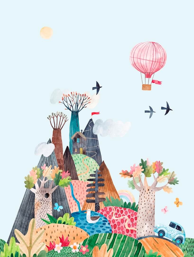 Mural botaniczny Decoprint CW6036-2 Car Trip Cute Walls