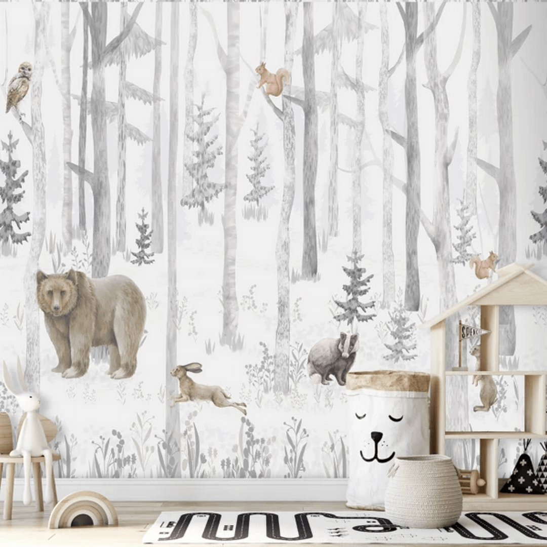 Mural zwierzęta leśne Decoprint CW6044-1 Winter Woodland Cute Walls
