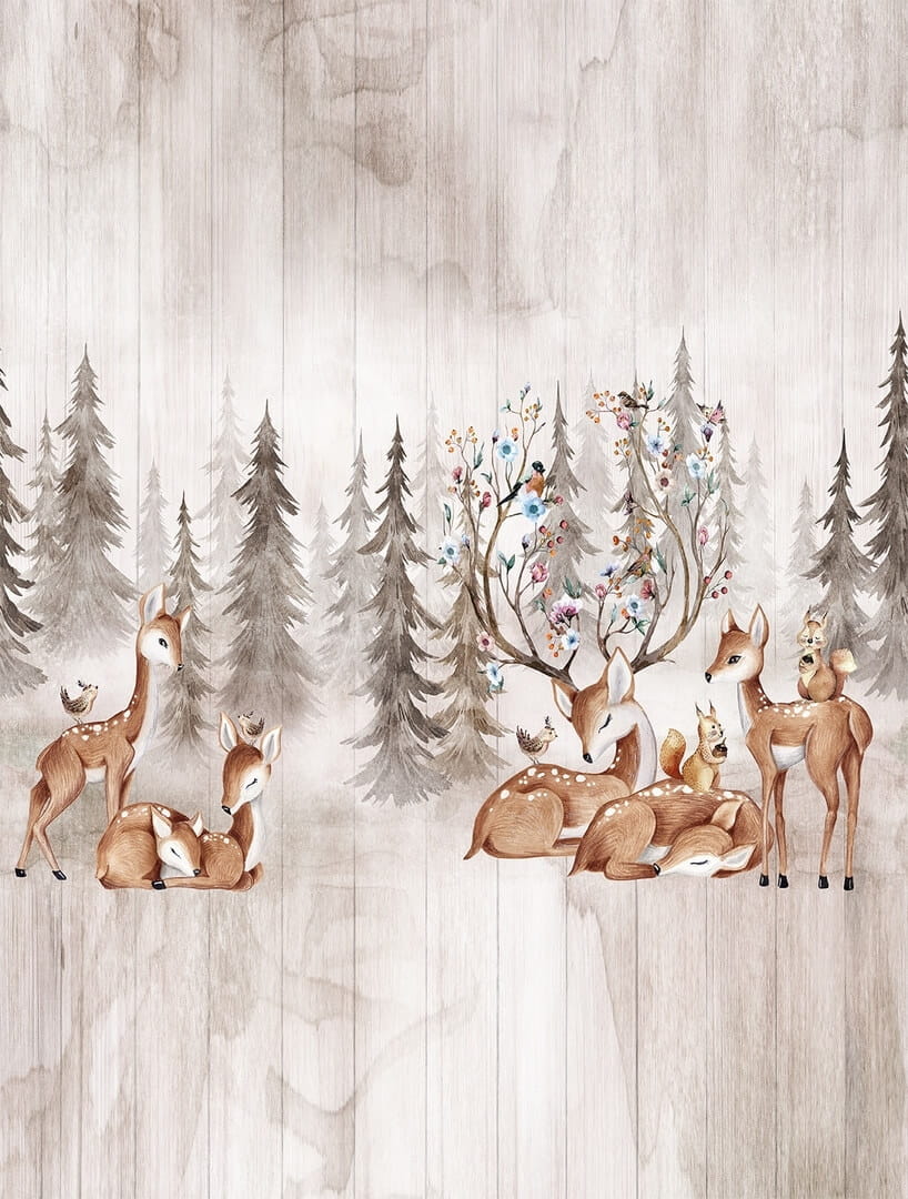 Mural drzewa i zwierzęta Decoprint CW6046-1 Deer Camp Cute Walls