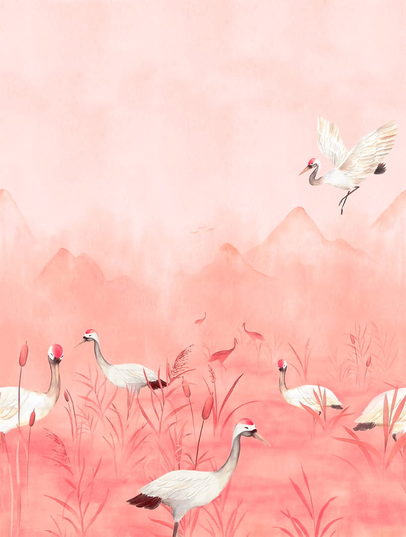 Mural żurawie Decoprint CW6150-1 Crane Dance Meadow Cute Walls