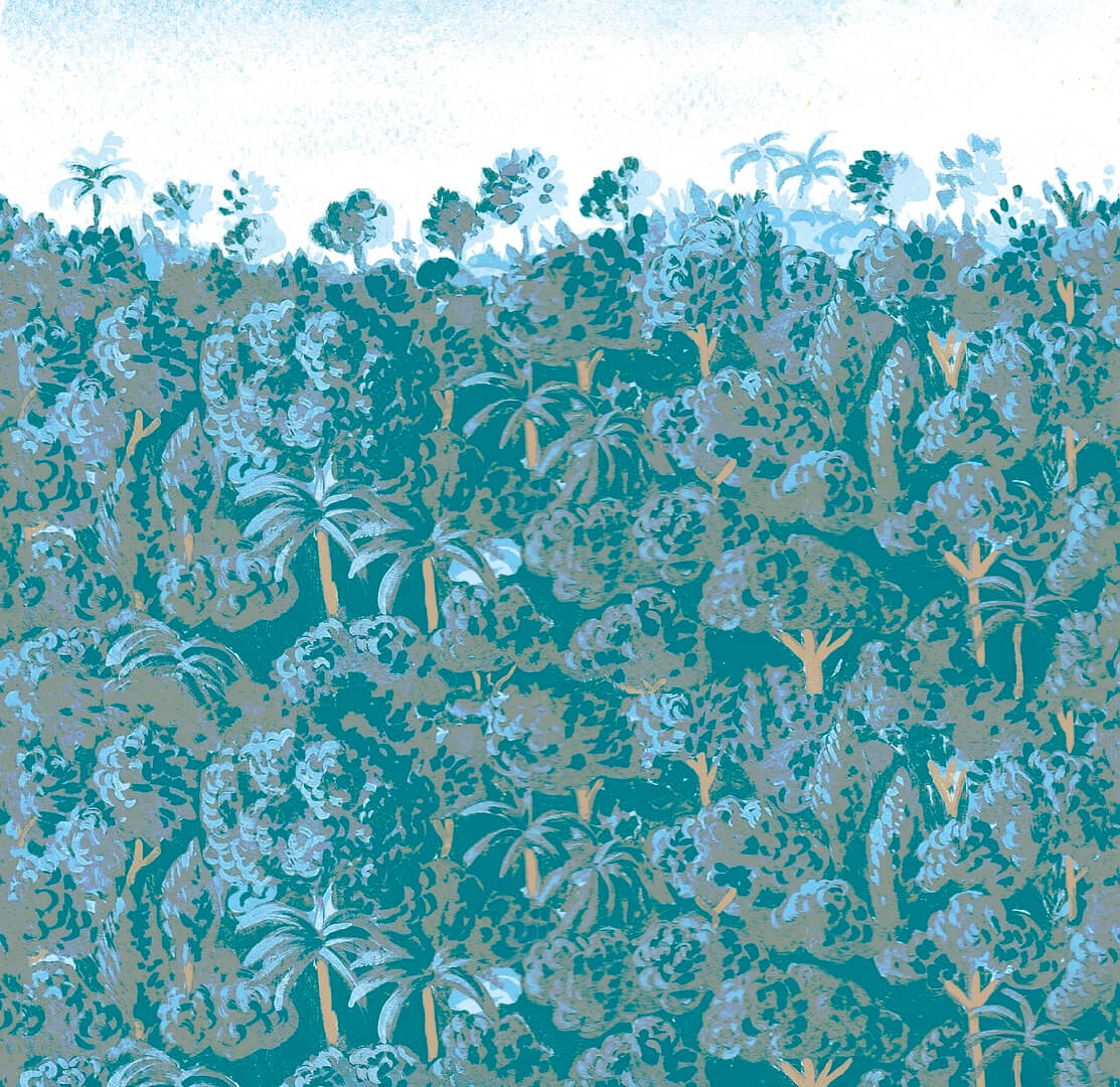 Fototapeta pod prysznic egzotyczny las Wall&Deco WET_BF2402 Blue Fairy Tale WET SYSTEM 2024-2