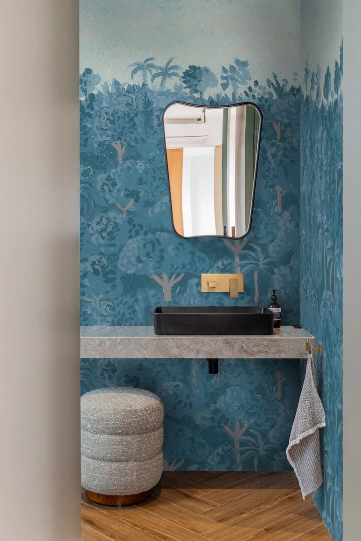 Fototapeta pod prysznic egzotyczny las Wall&Deco WET_BF2402 Blue Fairy Tale WET SYSTEM 2024-2