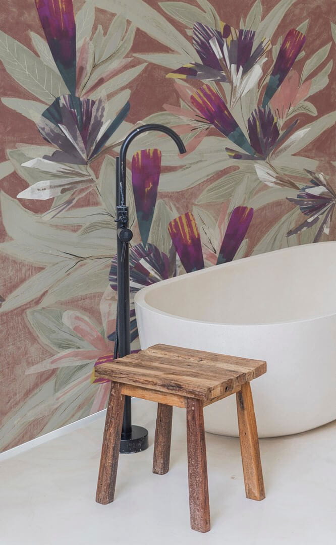 Fototapeta pod prysznic artystyczne kwiaty i liście Wall&Deco WET_CF2401 Che Fai Laggiù Bambina WET SYSTEM 2024-2