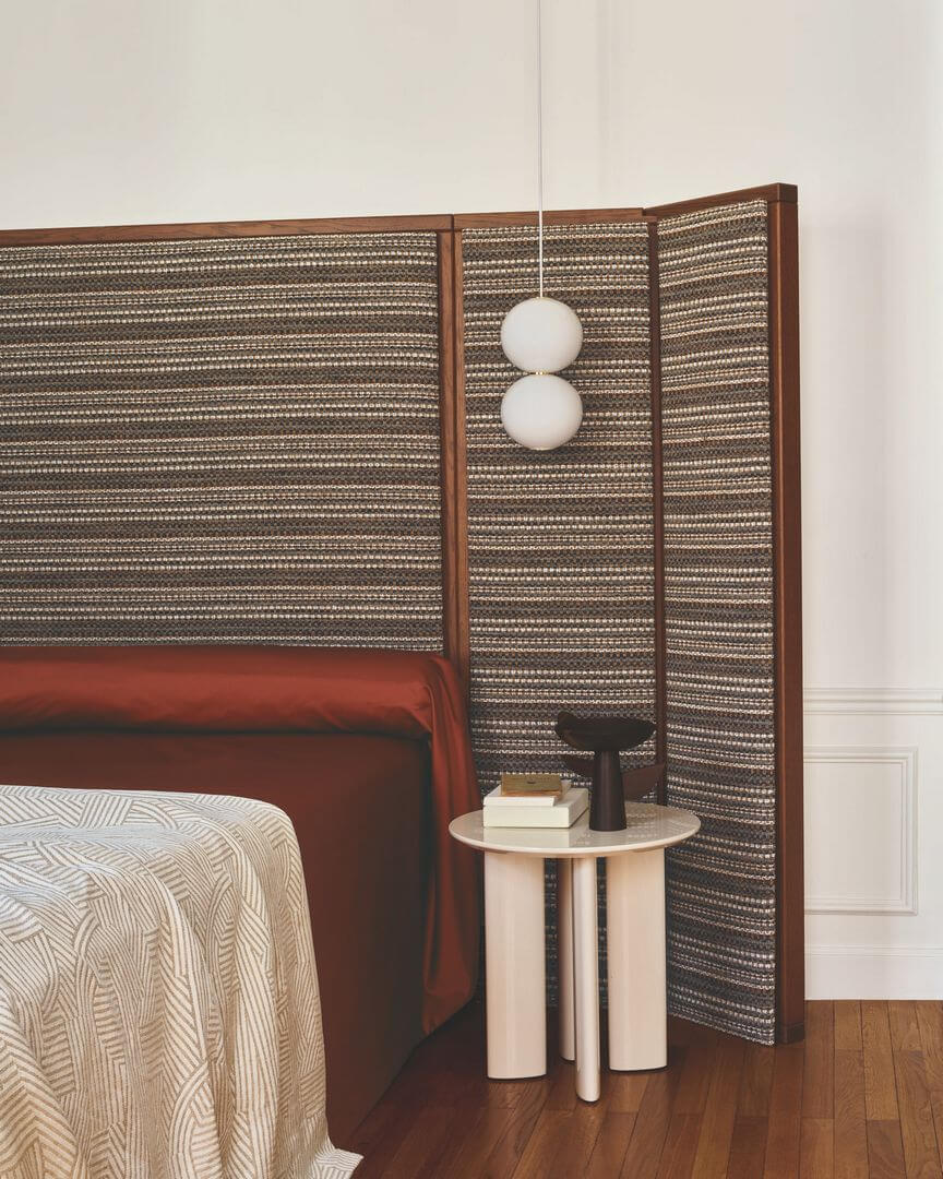 Tkanina boucle w paski Casamance 11990346 Dolomites Abruzzes