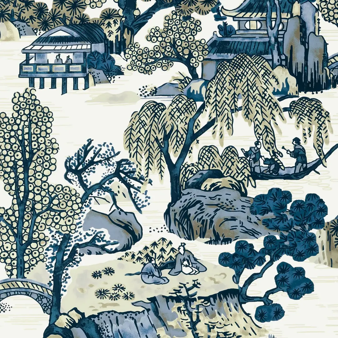 Tapeta azjatycki ogród Thibaut T75461 Asian Scenic Dynasty