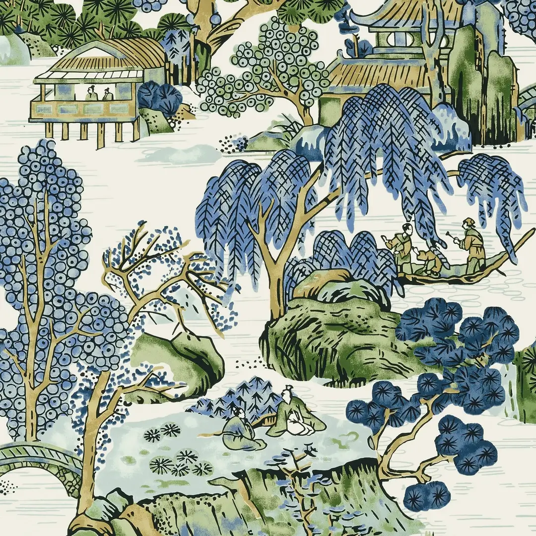 Tapeta azjatycki ogród Thibaut T75462 Asian Scenic Dynasty