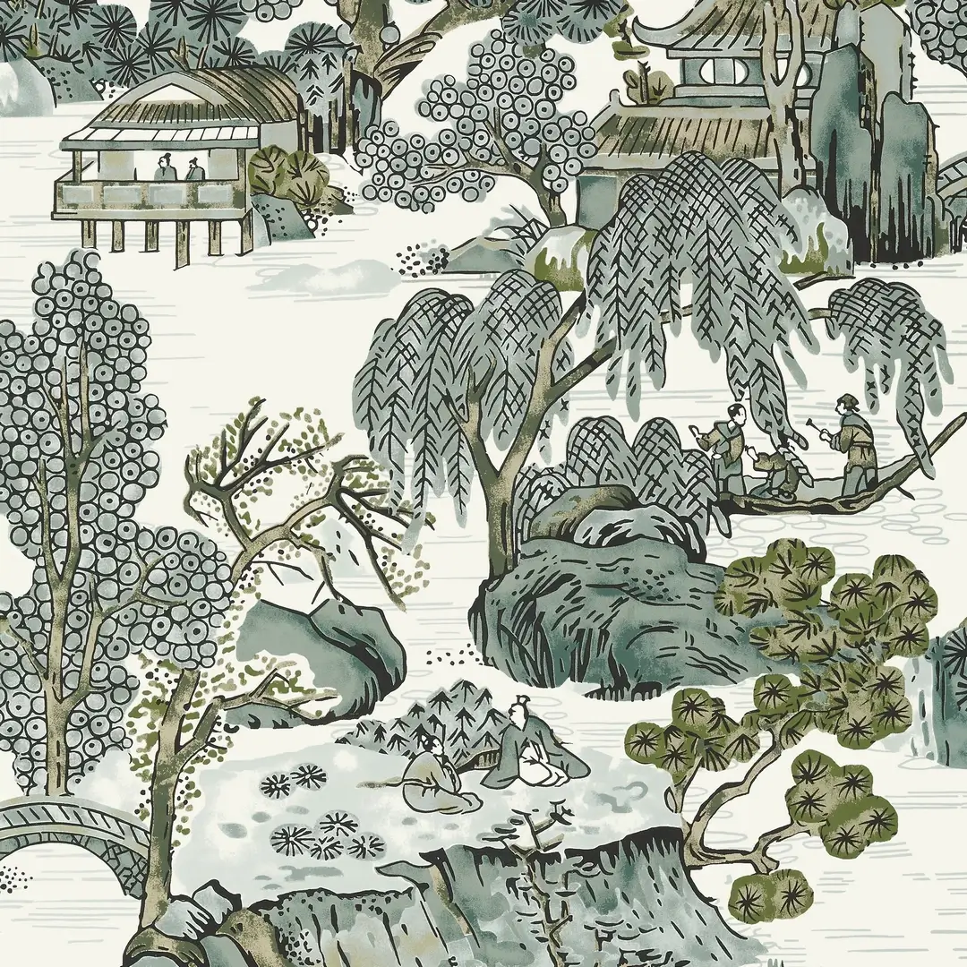 Tapeta azjatycki ogród Thibaut T75463 Asian Scenic Dynasty