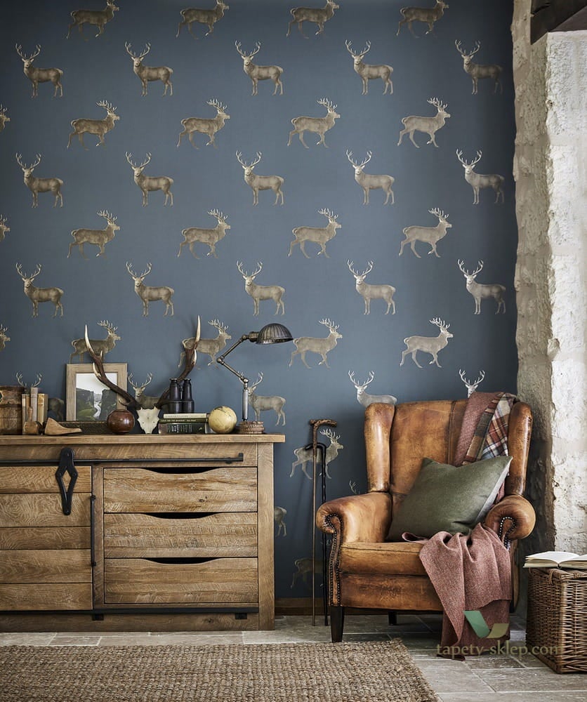 Tapeta jelenie Sanderson 216619 Evesham Deer Elysian