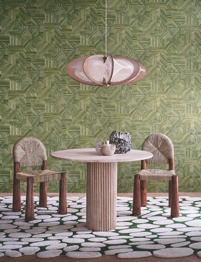Tapeta geometryczna Casamance 76892038 Imbrication Nature Sur Mesure - 100 cm szer.