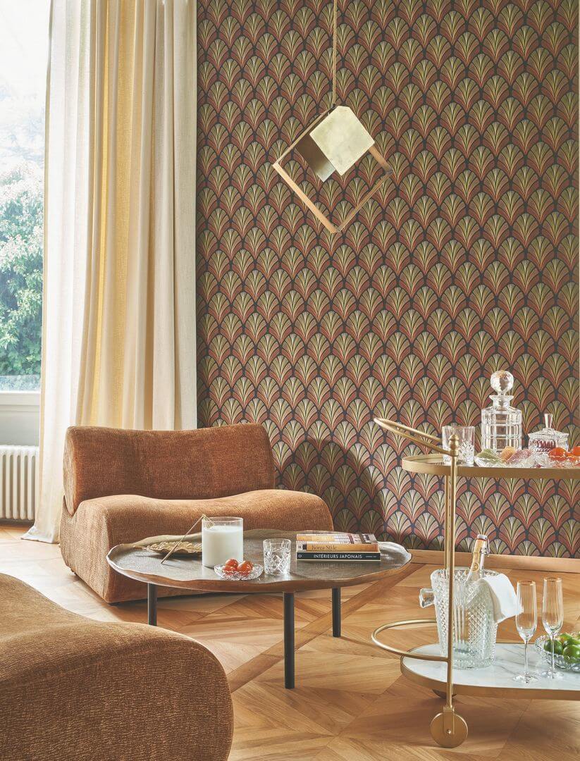 Tapeta wachlarze w stylu art-deco Casadeco ANFO 201053215 Folies ST-James Annees Folles