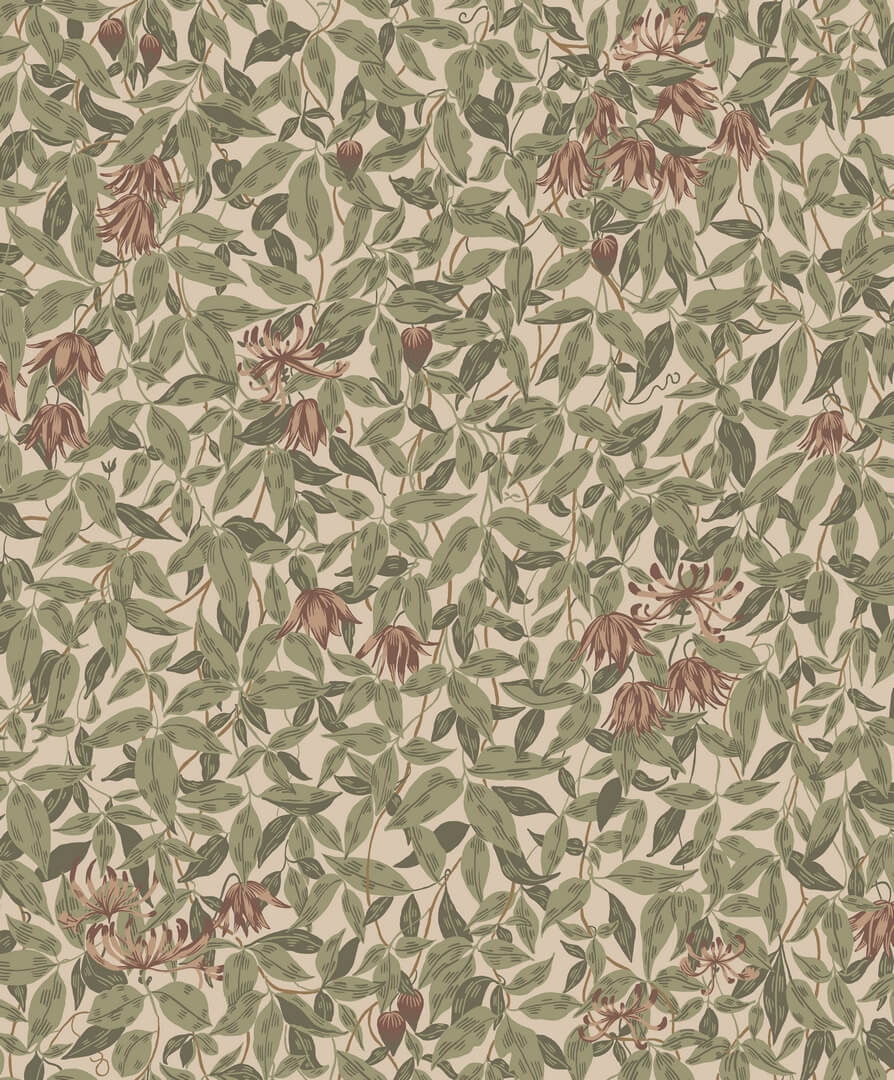 Tapeta liście i kwiaty Sandberg S10557 Linnea Burgundy Tradgarden