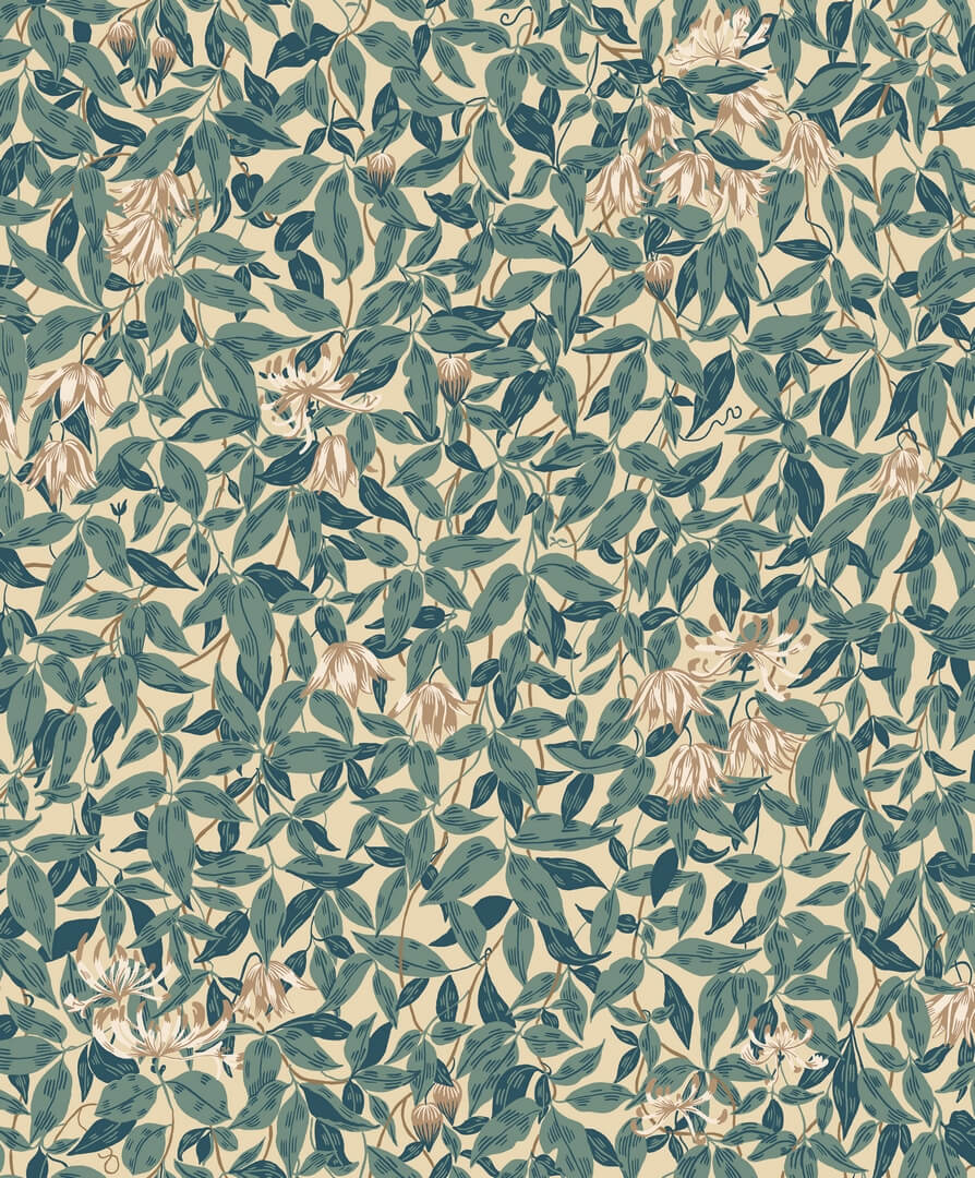 Tapeta liście i kwiaty Sandberg S10558 Linnea Blue Tradgarden