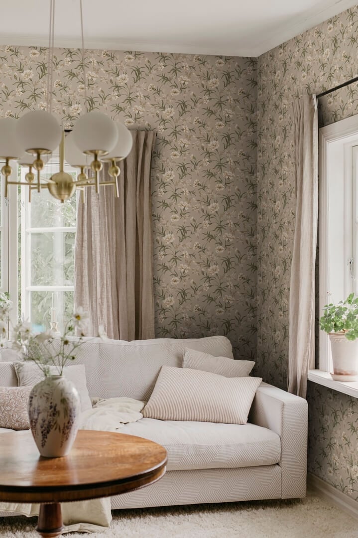 Tapeta kwiaty goździki Sandberg S10563 Emilie Clay Tradgarden