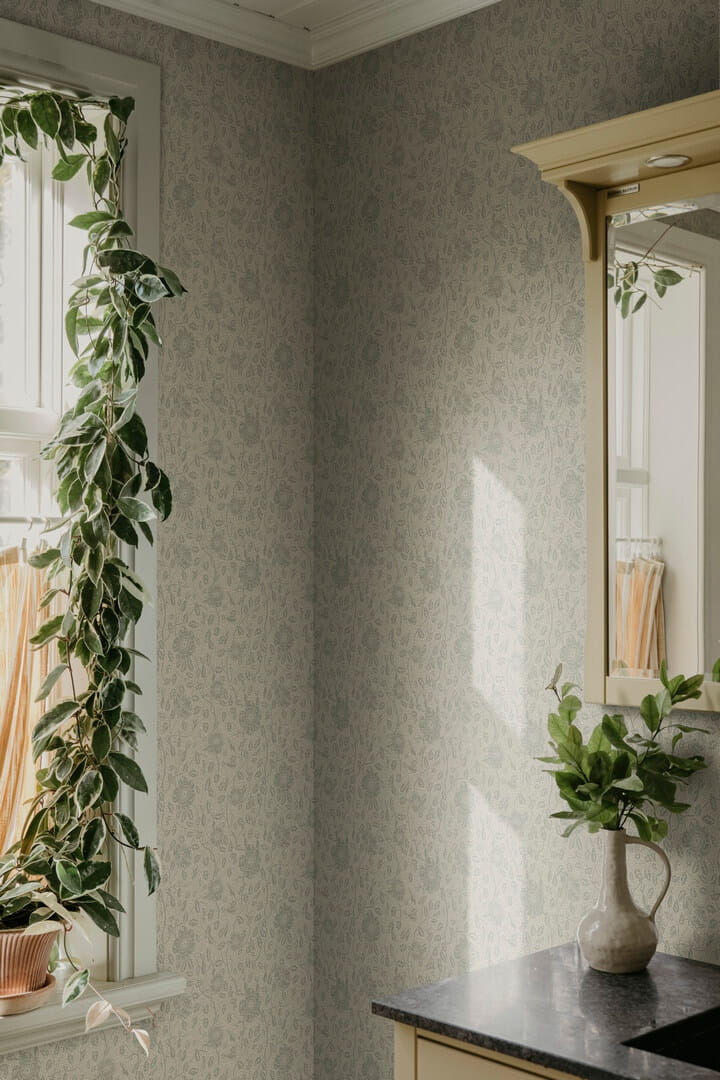 Tapeta stylizowane róże Sandberg S10569 Anton Sage Green Tradgarden
