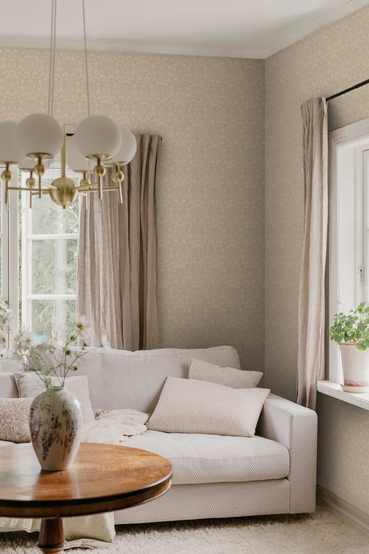 Tapeta roślinne medaliony Sandberg S10570 Emil Beige Tradgarden