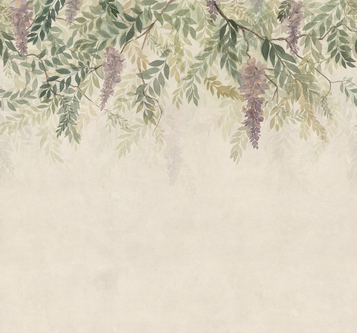 Fototapeta roślinna akwarela Sandberg S10657 Wisteria Green Tradgarden