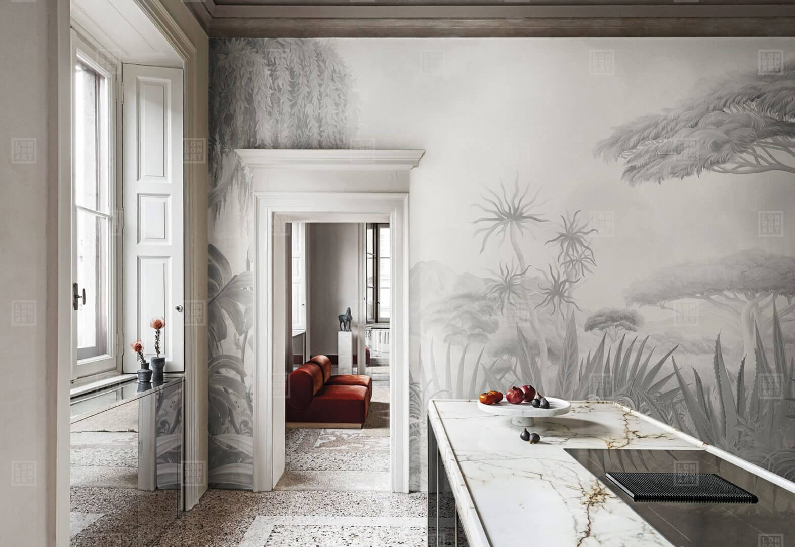 Fototapeta krajobraz egzotycznej natury London Art BNV01 C Les Plaines Sauvages Tale Books: Bon Voyage Cap.1