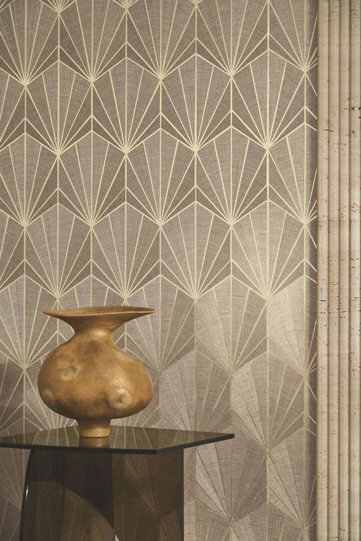 Tapeta naturalna ze wzorem w stylu art-deco Casamance 71815137 Majesté Traversee