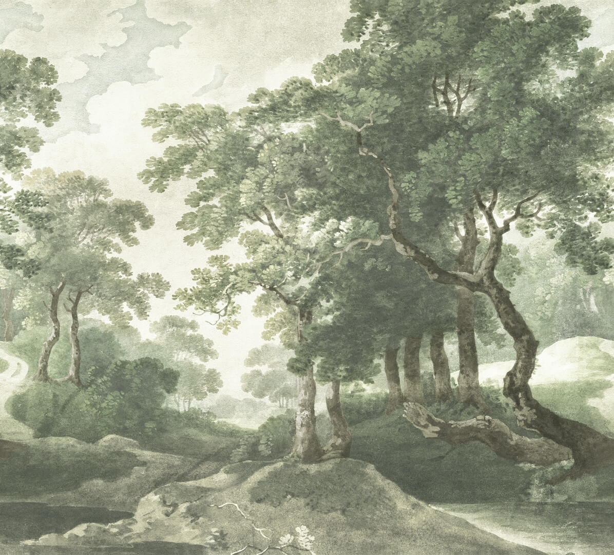 Fototapeta krajobraz natury Rebel Walls R20915 The Vintage Grove Spring Green Hot Pops