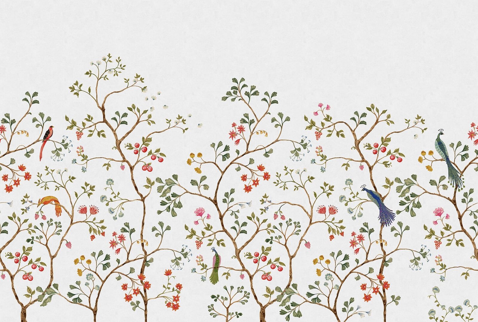 Fototapeta botaniczna Rebel Walls R21193 Songbird Mural White Hot Pops