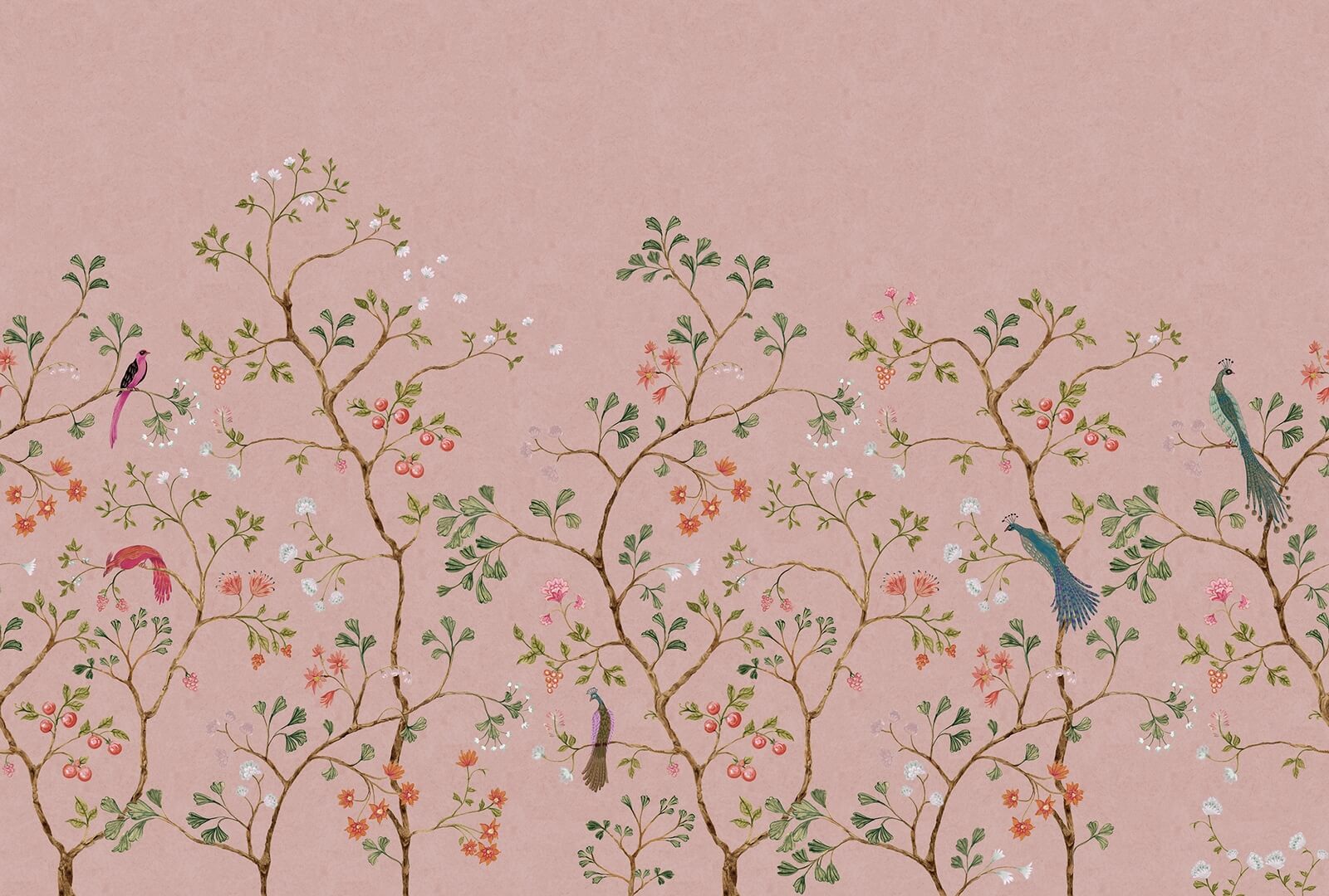 Fototapeta botaniczna Rebel Walls R21194 Songbird Mural Pink Hot Pops