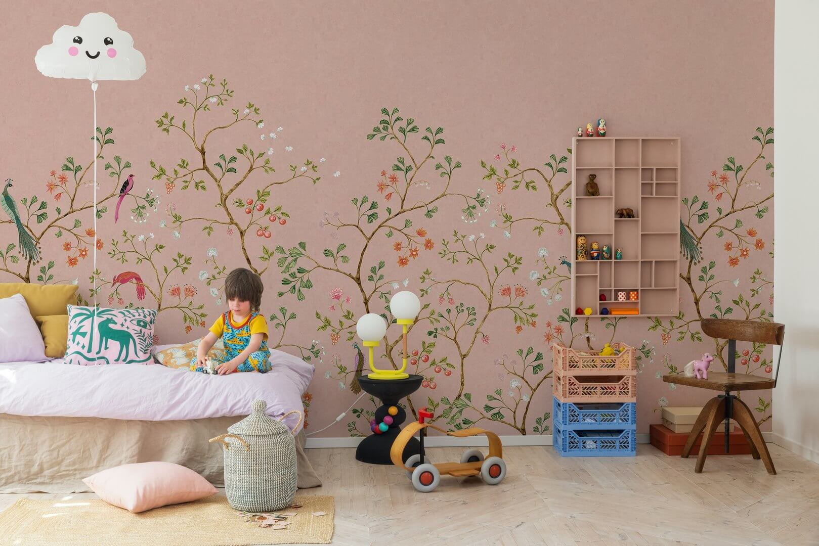 Fototapeta botaniczna Rebel Walls R21194 Songbird Mural Pink Hot Pops