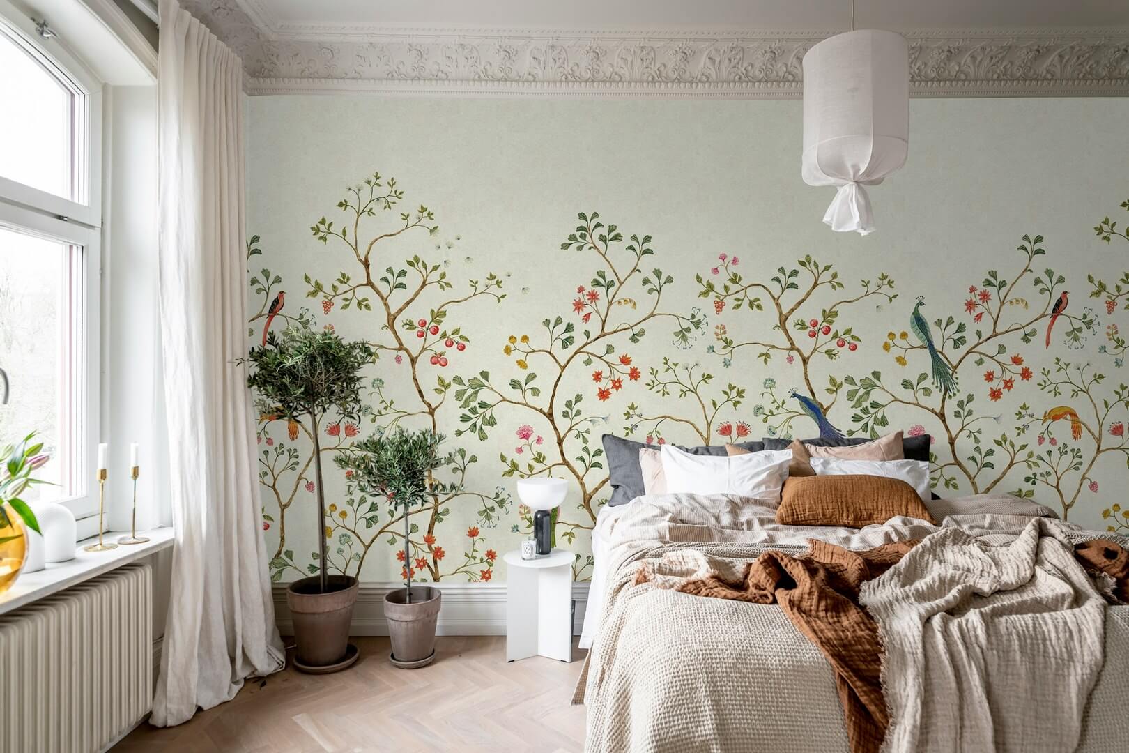 Fototapeta botaniczna Rebel Walls R21197 Songbird Mural Beige Hot Pops