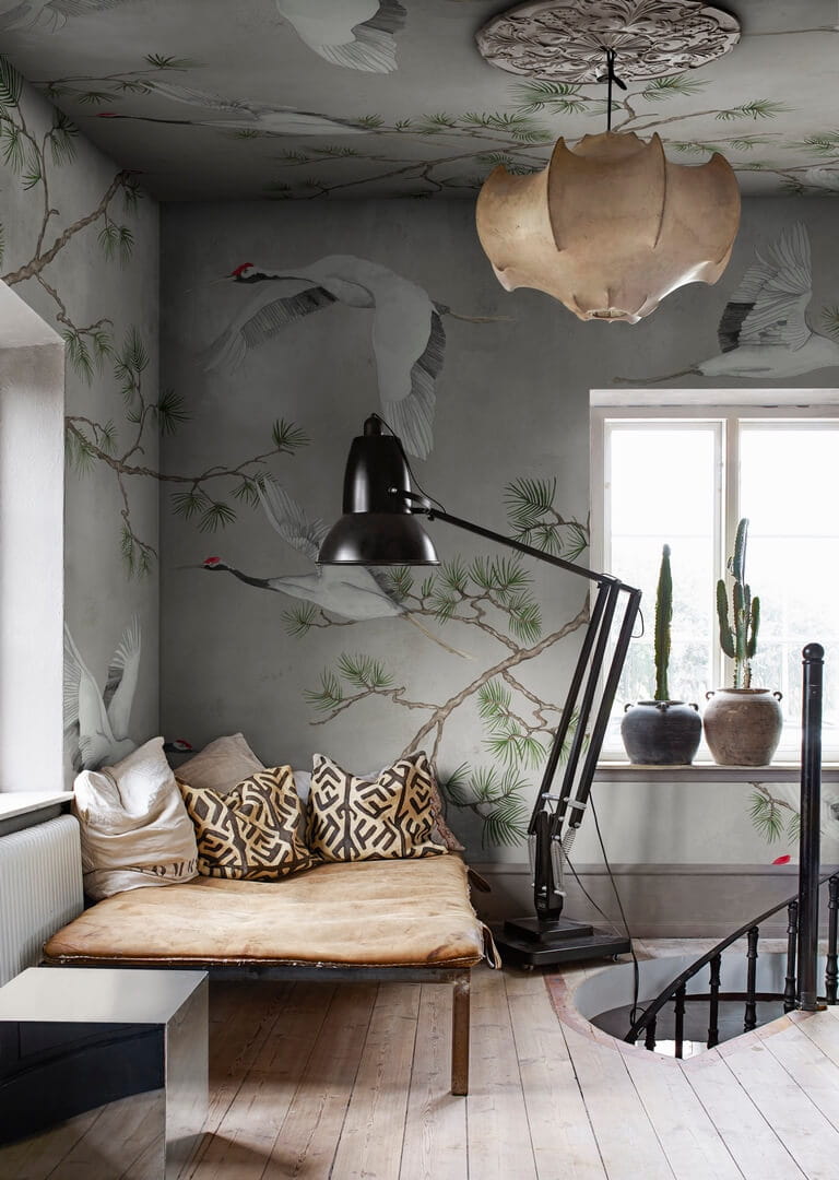 Fototapeta żurawie w locie Rebel Walls R20334 Majestic Cranes Beige Poetic