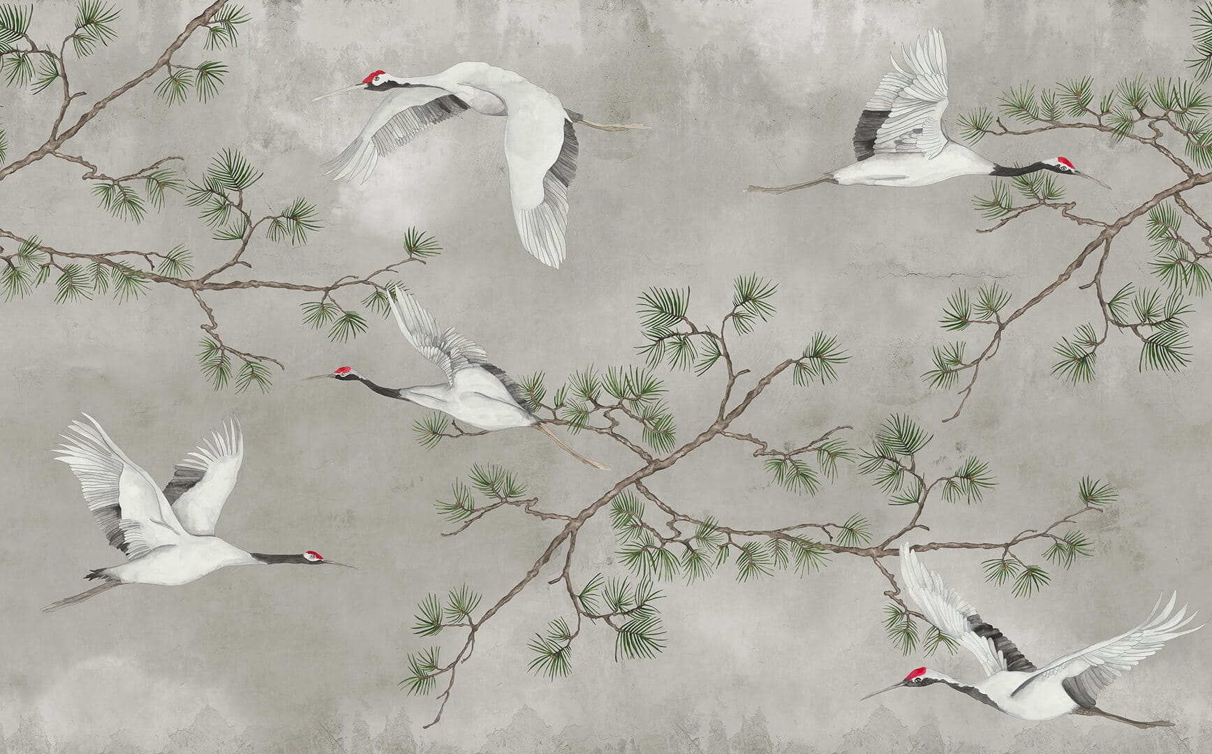 Fototapeta żurawie w locie Rebel Walls R20334 Majestic Cranes Beige Poetic
