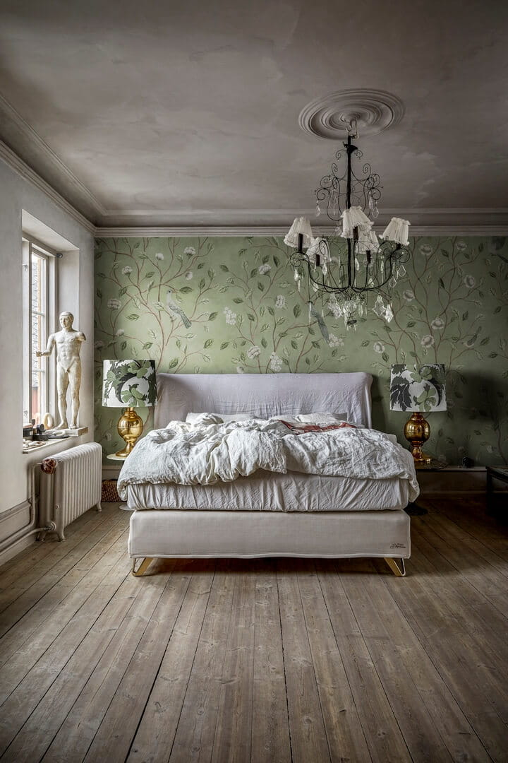 Fototapeta kwitnące drzewa i ptaki Rebel Walls R20341 Chinoiserie Dream Green Poetic