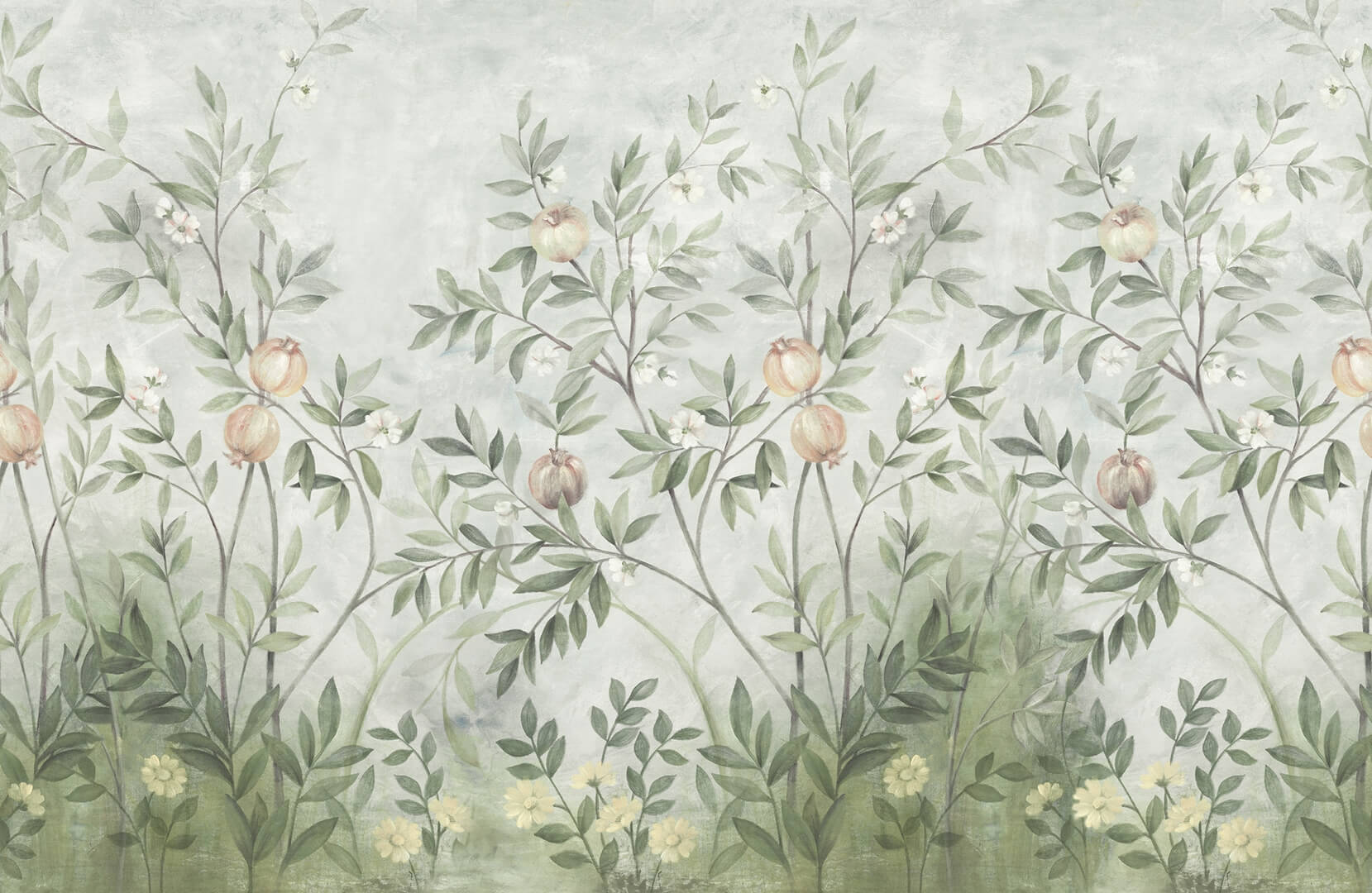 Fototapeta owoce i bujna roślinność Rebel Walls R20347 Pome Greenery Summer Green Poetic