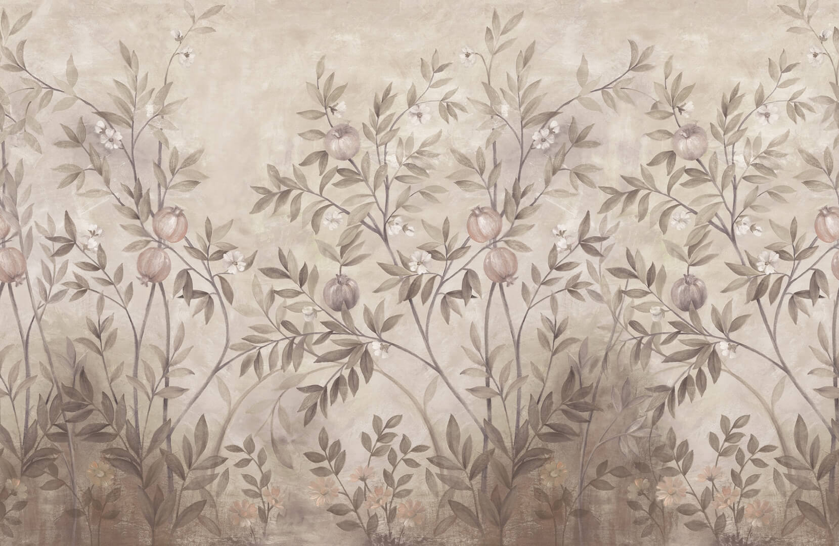 Fototapeta owoce i bujna roślinność Rebel Walls R20353 Pome Greenery Rust Poetic