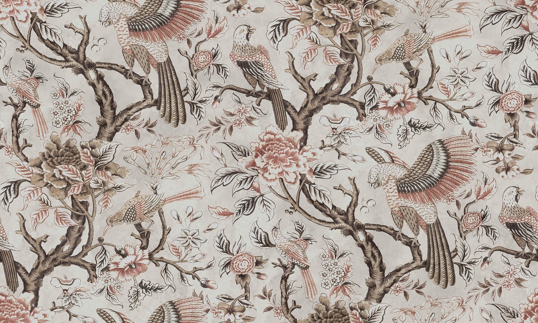 Fototapeta botaniczna z drapieżnymi ptakami Rebel Walls R20969 Wings in Bloom Beige Poetic