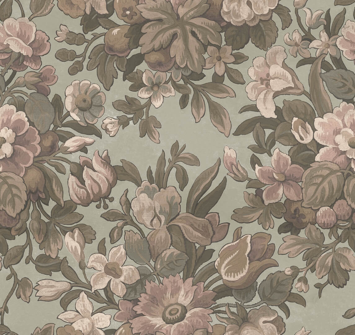 Fototapeta kwiaty vintage Rebel Walls R20980 Majestic Vintage Garden Dusty Pink Poetic