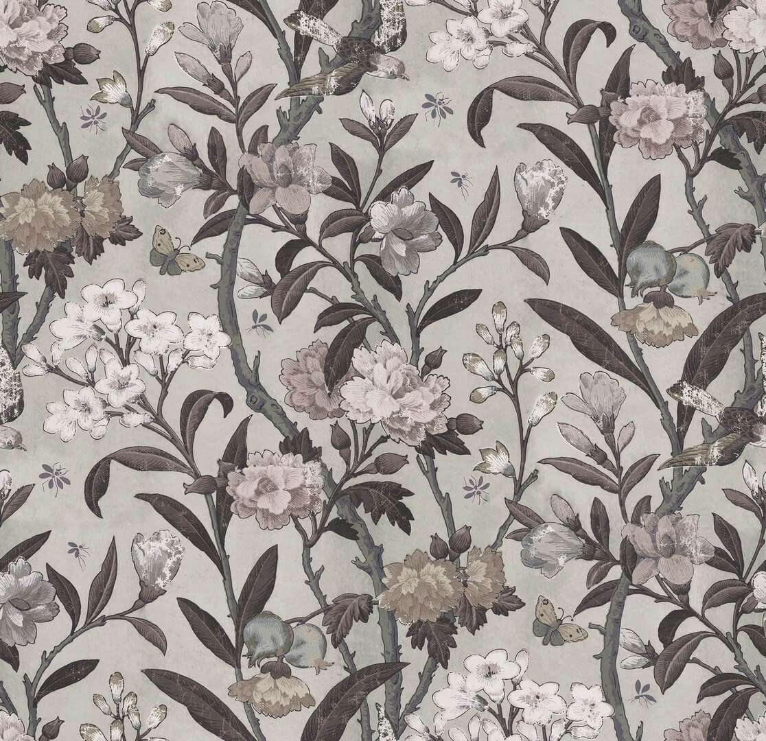 Fototapeta botaniczna vintage Rebel Walls R20981 Winding Bloom Beige Poetic