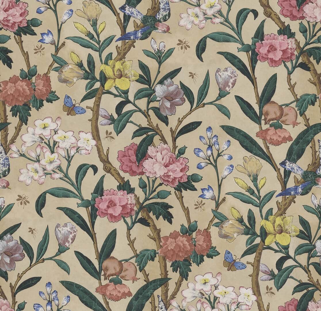 Fototapeta botaniczna vintage Rebel Walls R20984 Winding Bloom Summer Greenery Poetic