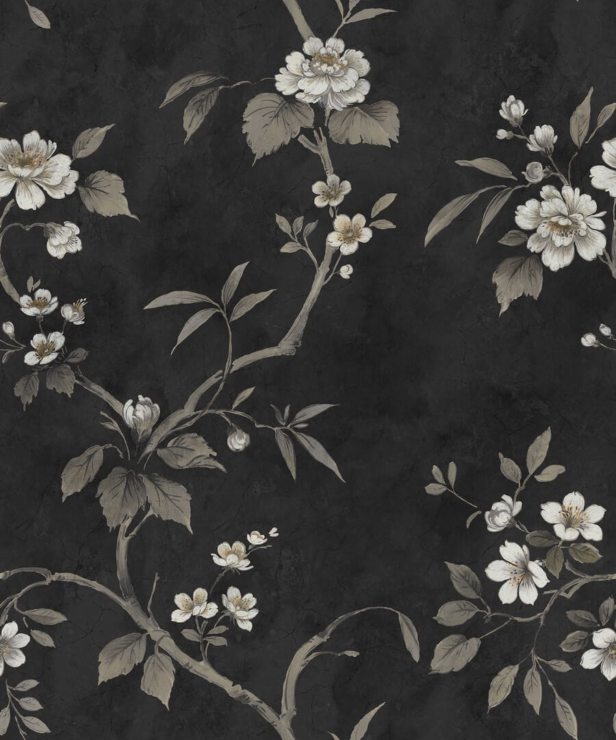 Fototapeta romantyczne kwiaty Rebel Walls R20988 Poetic Flora Black Poetic
