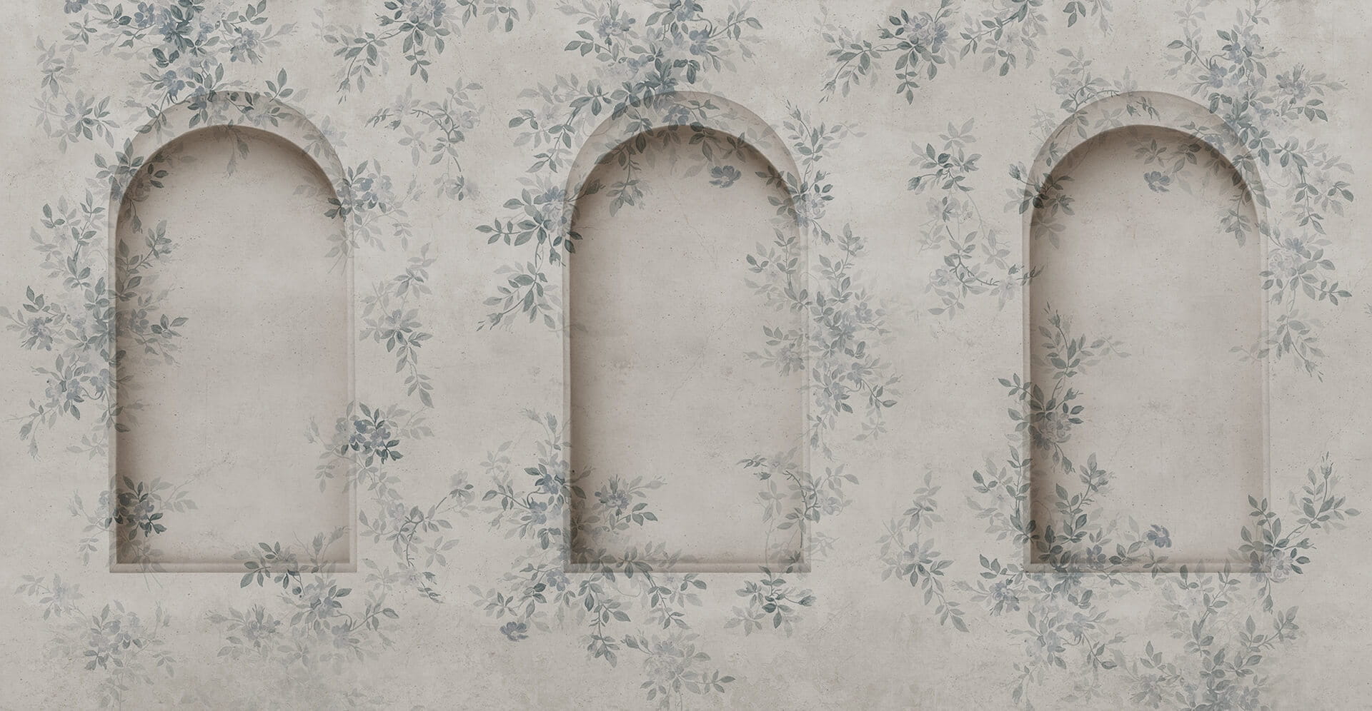 Fototapeta architektoniczne łuki i liście Rebel Walls R20997 Daydream Arches Blue Poetic