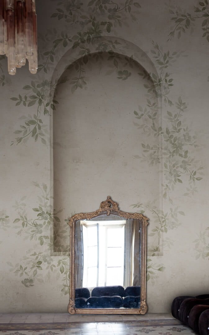 Fototapeta architektoniczne łuki i liście Rebel Walls R20998 Daydream Arches Green Poetic