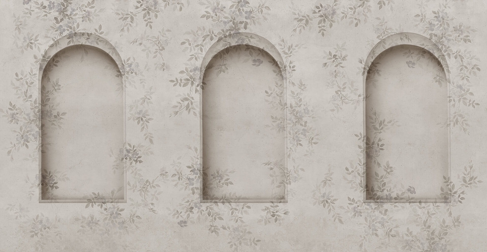Fototapeta architektoniczne łuki i liście Rebel Walls R20999 Daydream Arches Gray Poetic