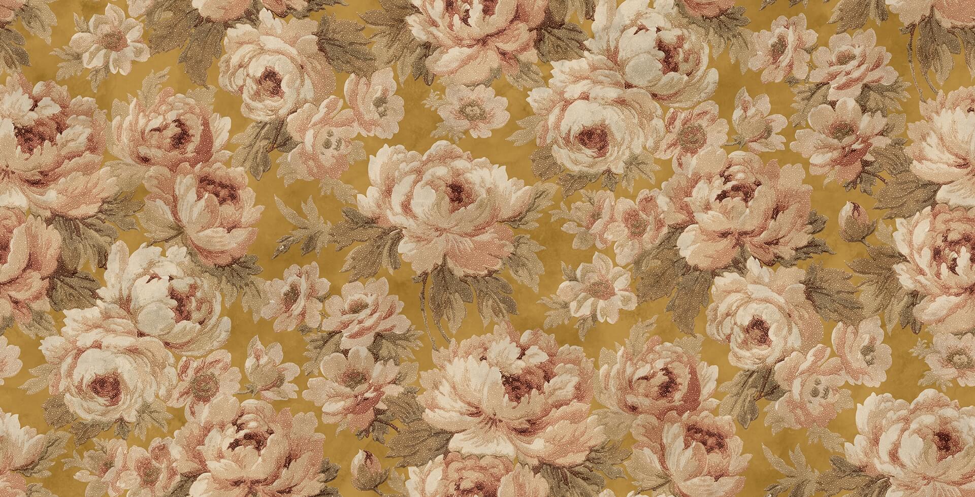 Fototapeta kwiaty róże vintage Rebel Walls R21009 Eternal Blossoms Yellow Poetic